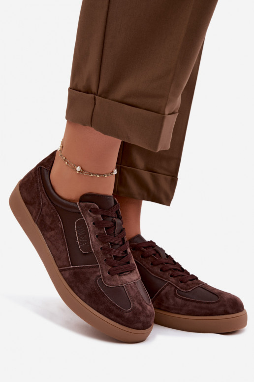 Scarpe sneakers da donna in camoscio Vinceza 7933 color cioccolato