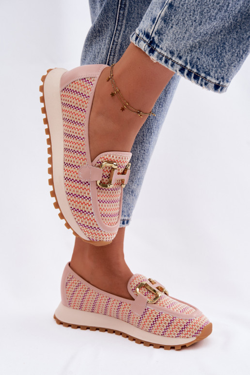 Scarpe modello sneakers Scivolare su Ze colore doratom Detalem GOE TT2N4081 colore rosa