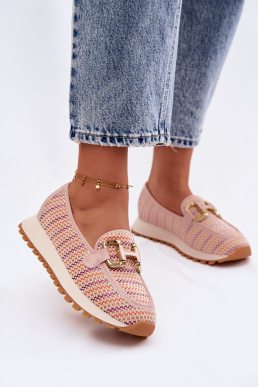 Sneakers rosa slip-on con dettagli dorati GOE TT2N4081