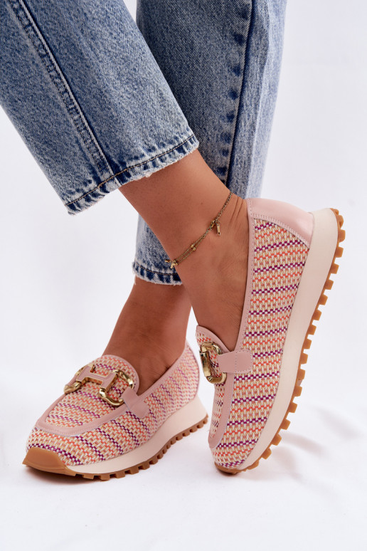 Scarpe modello sneakers Scivolare su Ze colore doratom Detalem GOE TT2N4081 colore rosa