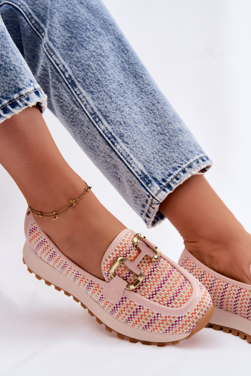 Scarpe modello sneakers Scivolare su Ze colore doratom Detalem GOE TT2N4081 colore rosa