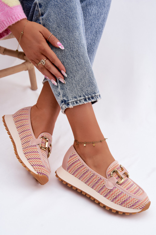 Scarpe modello sneakers Scivolare su Ze colore doratom Detalem GOE TT2N4081 colore rosa