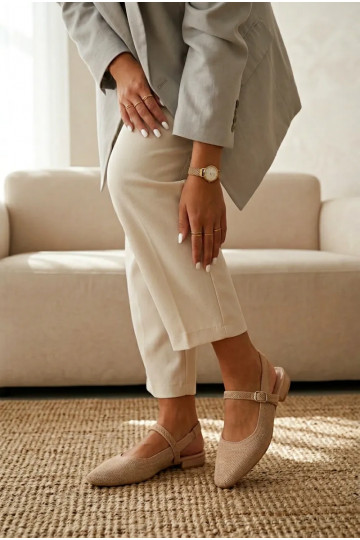 Sandali ballerina avorio per donna con cinturini Selrene 2