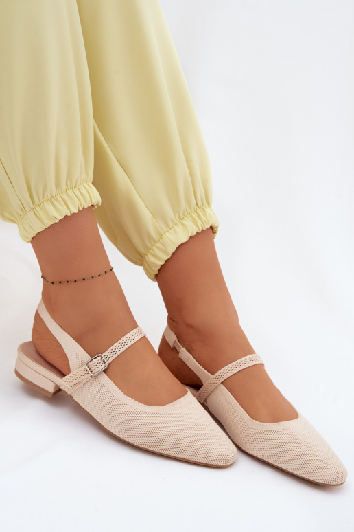 Sandali ballerina avorio per donna con cinturini Selrene