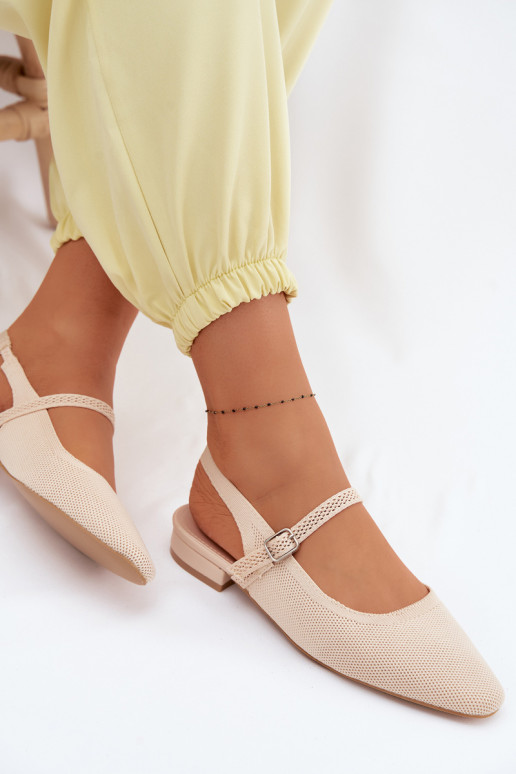Sandali ballerina avorio per donna con cinturini Selrene