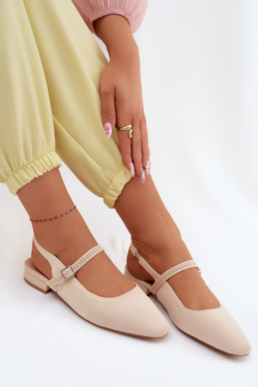 Sandali ballerina avorio per donna con cinturini Selrene