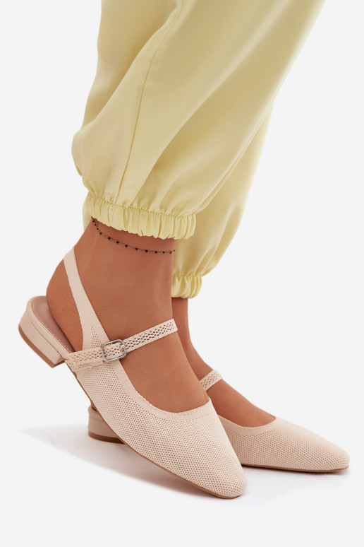 Sandali ballerina avorio per donna con cinturini Selrene