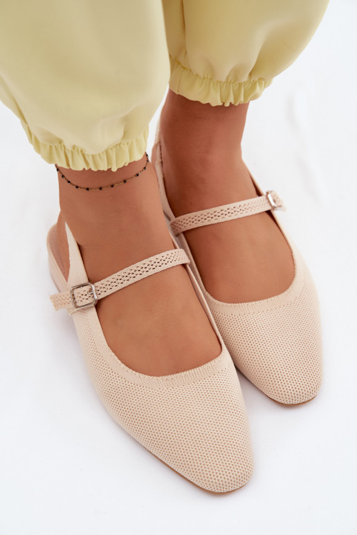 Sandali ballerina avorio per donna con cinturini Selrene