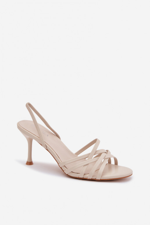 Sandali da donna con tacchi sottili con strisce beige Velivelle