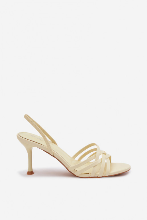 Sandali da donna con tacchi sottili con strisce colore giallo Velivelle