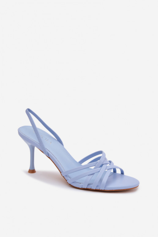 Sandali da donna con tacchi sottili con strisce colore blu Velivelle
