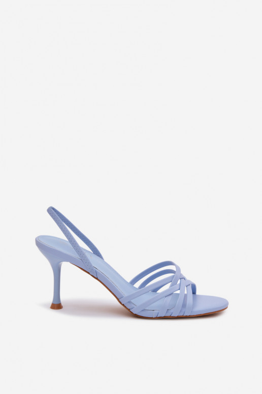Sandali blu con tacco sottile e cinturini Velivelle