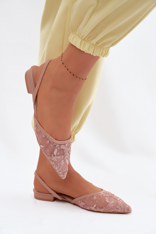 griglia sandali con pizzo con tacchi larghi colore rosa Selissey