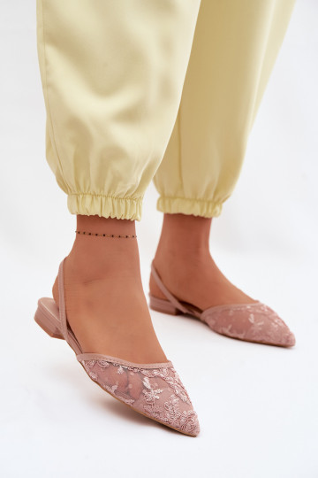 griglia sandali con pizzo con tacchi larghi colore rosa Selissey 2