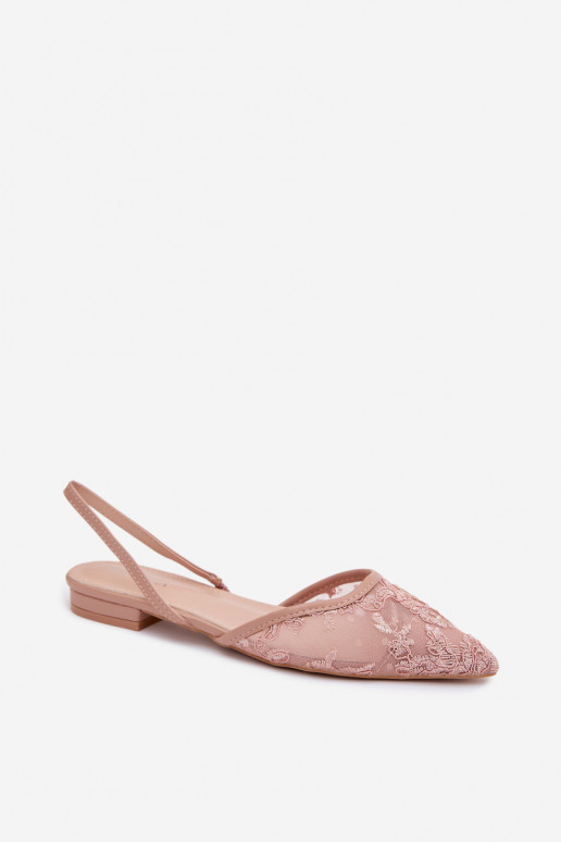 griglia sandali con pizzo con tacchi larghi colore rosa Selissey