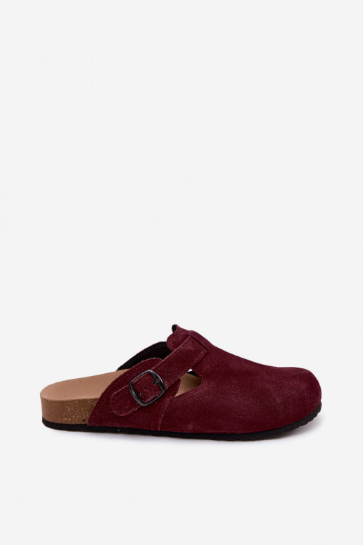 Mule in pelle scamosciata con fibbie Zazoo 1905, colore viola scuro