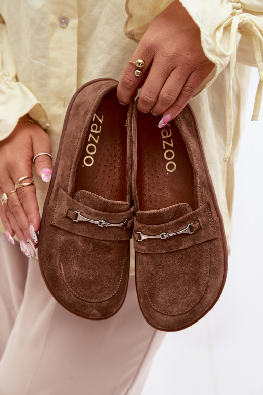 Mocassini Barefoot dalla pelle scamosciata Zazoo 322 colore marrone