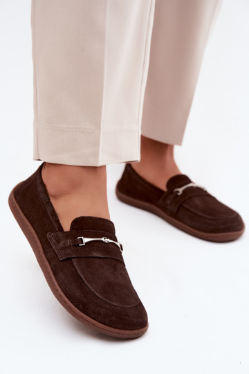Mocassini barefoot in pelle scamosciata Zazoo 322, colore cioccolato