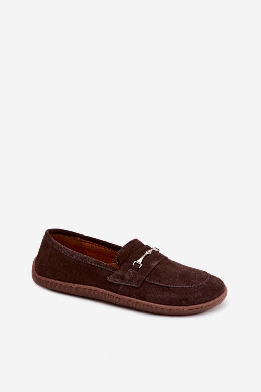 Mocassini barefoot in pelle scamosciata Zazoo 322, colore cioccolato