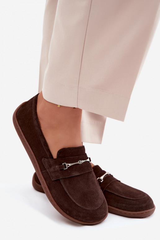 Mocassini barefoot in pelle scamosciata Zazoo 322, colore cioccolato