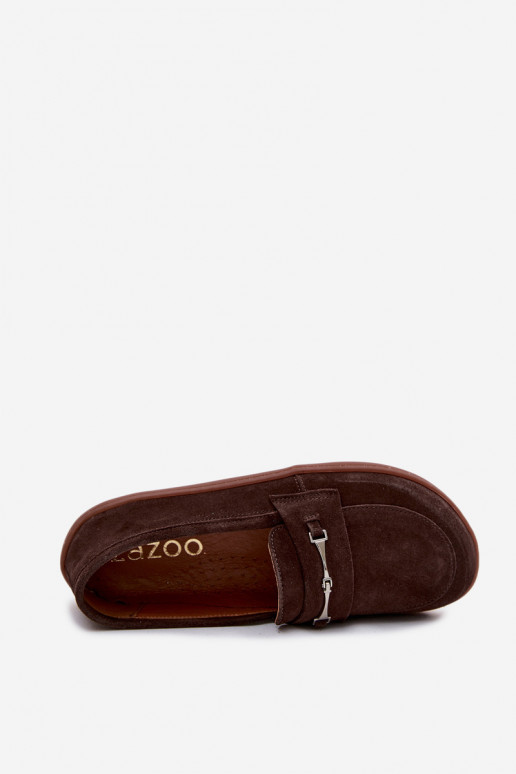 Mocassini barefoot in pelle scamosciata Zazoo 322, colore cioccolato