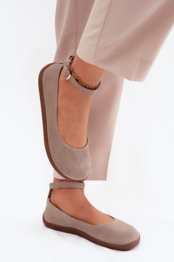 Ballerine barefoot in pelle scamosciata Zazoo 020, colore cappuccino