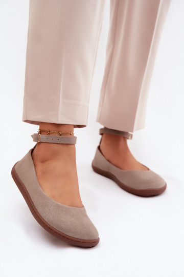 Ballerine barefoot in pelle scamosciata Zazoo 020, colore cappuccino 2