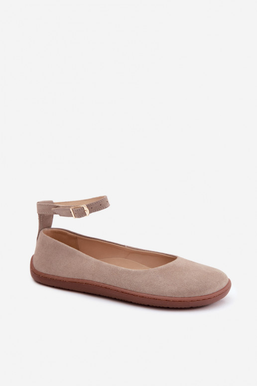 Ballerine barefoot in pelle scamosciata Zazoo 020, colore cappuccino
