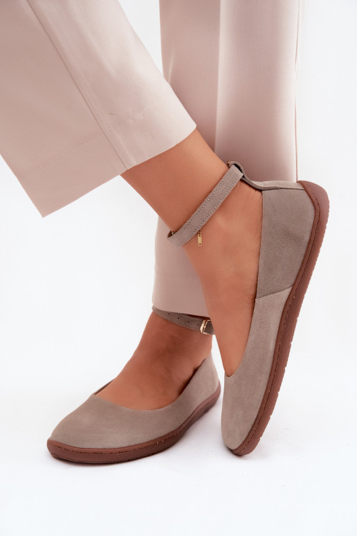 Ballerine barefoot in pelle scamosciata Zazoo 020, colore cappuccino