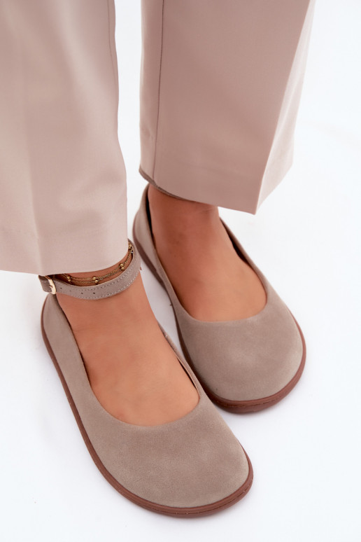 Ballerine barefoot in pelle scamosciata Zazoo 020, colore cappuccino