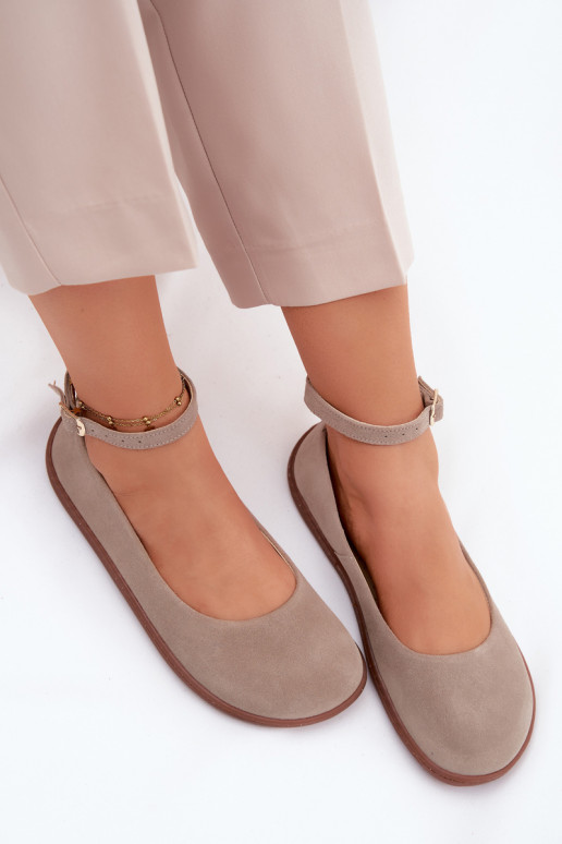 Ballerine barefoot in pelle scamosciata Zazoo 020, colore cappuccino