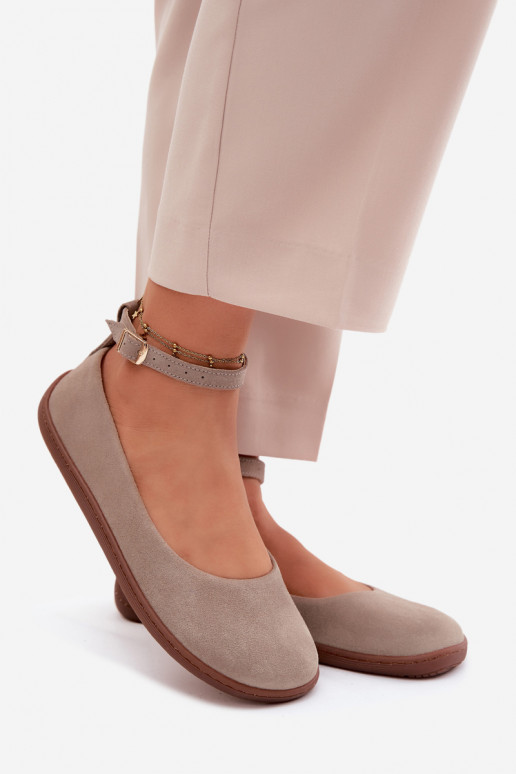 Ballerine barefoot in pelle scamosciata Zazoo 020, colore cappuccino