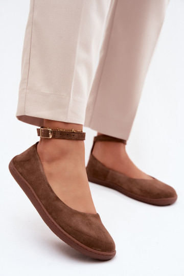 Ballerine barefoot in pelle scamosciata Zazoo 020, colore marrone