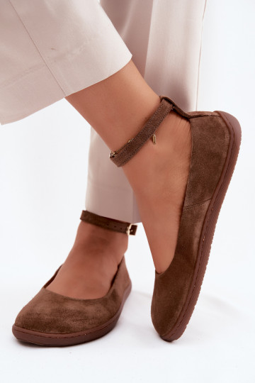 Ballerine barefoot in pelle scamosciata Zazoo 020, colore marrone 2