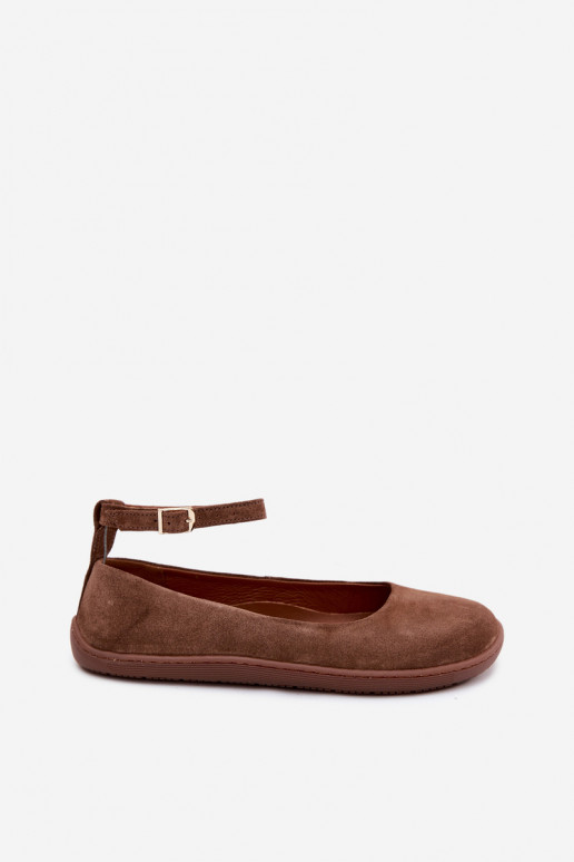 Ballerine barefoot in pelle scamosciata Zazoo 020, colore marrone