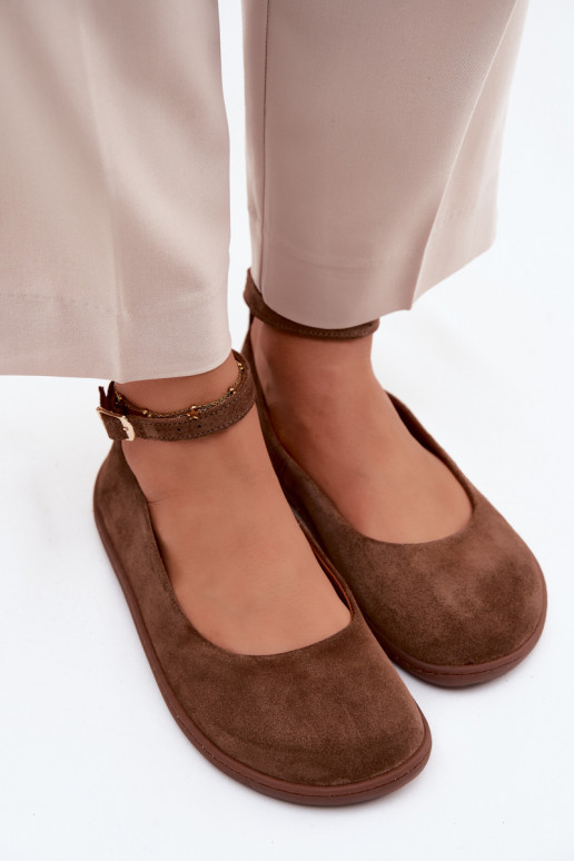 Ballerine barefoot in pelle scamosciata Zazoo 020, colore marrone