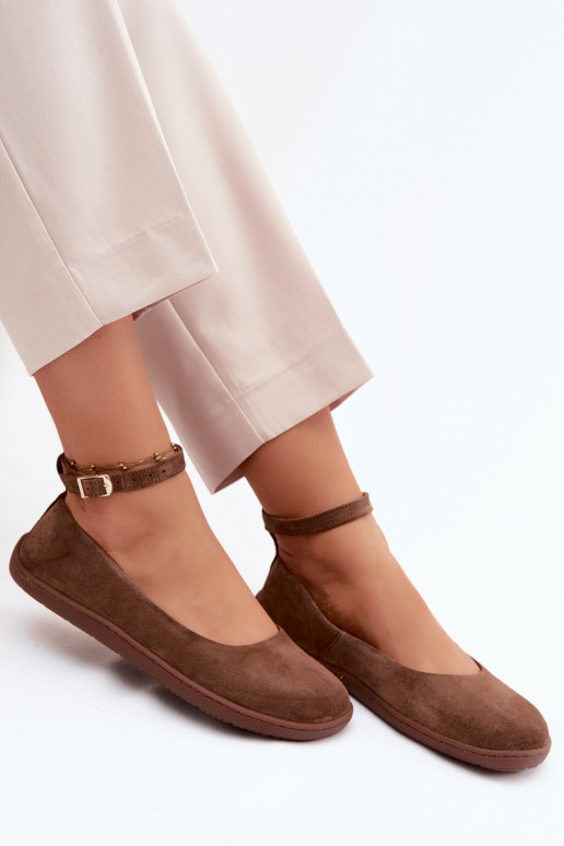 Ballerine barefoot in pelle scamosciata Zazoo 020, colore marrone