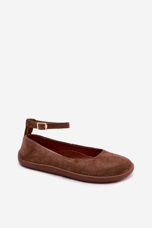 Ballerine barefoot in pelle scamosciata Zazoo 020, colore marrone