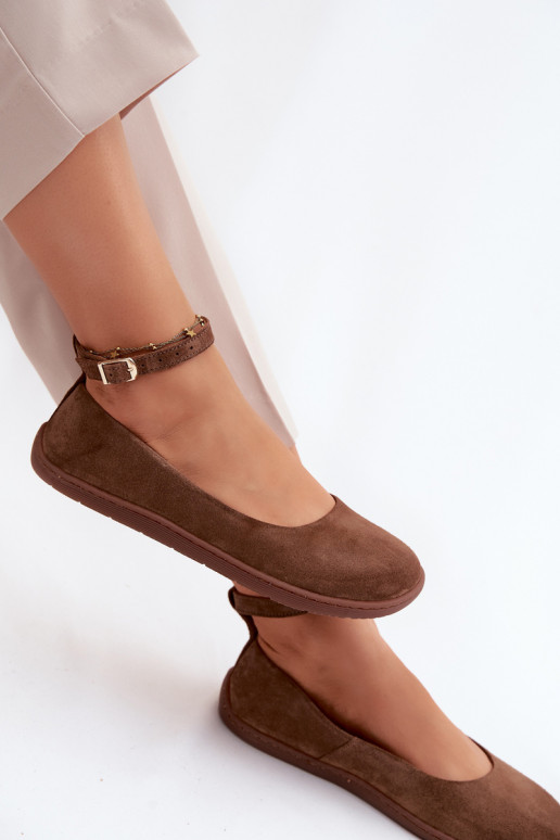 Ballerine barefoot in pelle scamosciata Zazoo 020, colore marrone