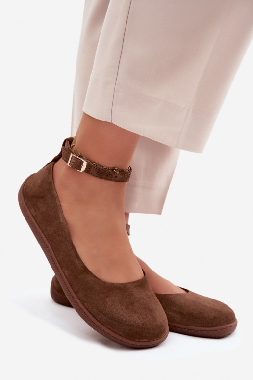Ballerine barefoot in pelle scamosciata Zazoo 020, colore marrone