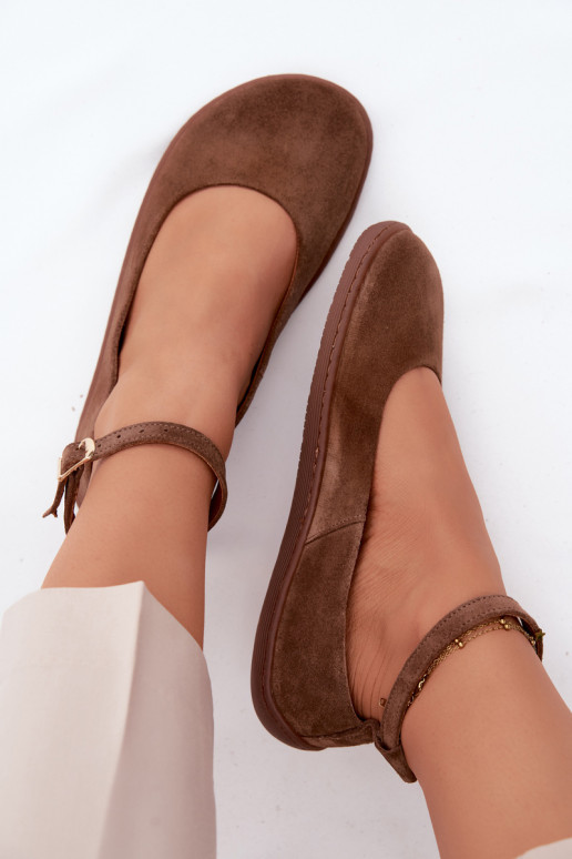 Ballerine barefoot in pelle scamosciata Zazoo 020, colore marrone