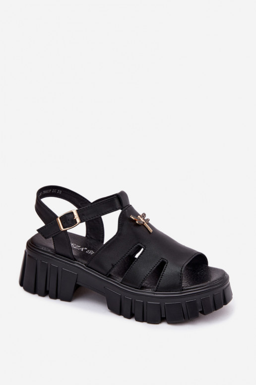 Sandali con piattaforma da donna con fibbia Vinceza 79627, colore nero