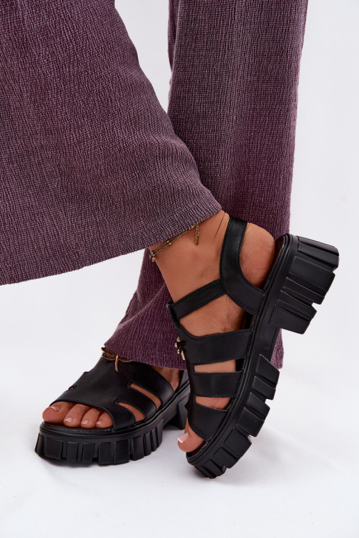 Sandali con piattaforma da donna con fibbia Vinceza 79627, colore nero