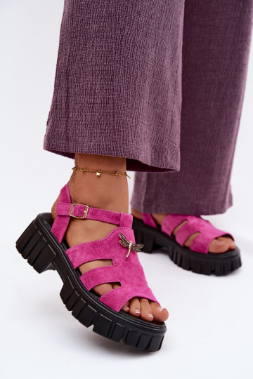 Pelle Sandali da donna in camoscio con una piattaformaINażką Vinceza 79627 colore nero 2