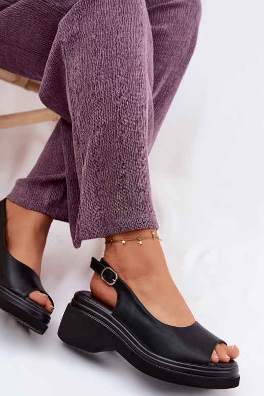 Pelle Sandali con plateau Vinceza 66936 colore nero