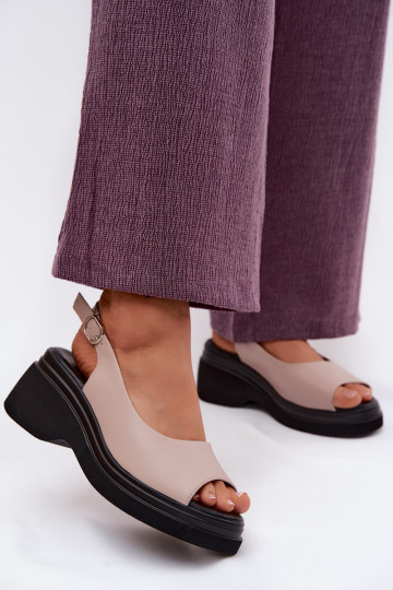 Pelle Sandali con plateau Vinceza 66936 beige 2