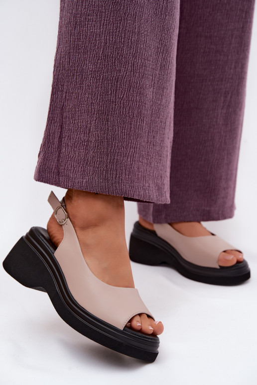 Pelle Sandali con plateau Vinceza 66936 beige