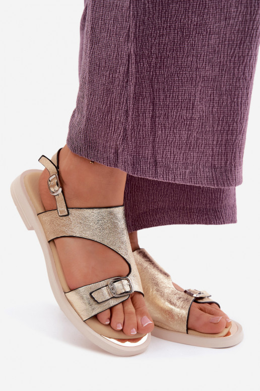 Sandali da donna Femminile con tacchi larghi Vinceza 86434 colore dorato