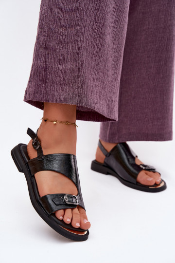 Sandali neri da donna con tacco largo Vinceza 86434 2