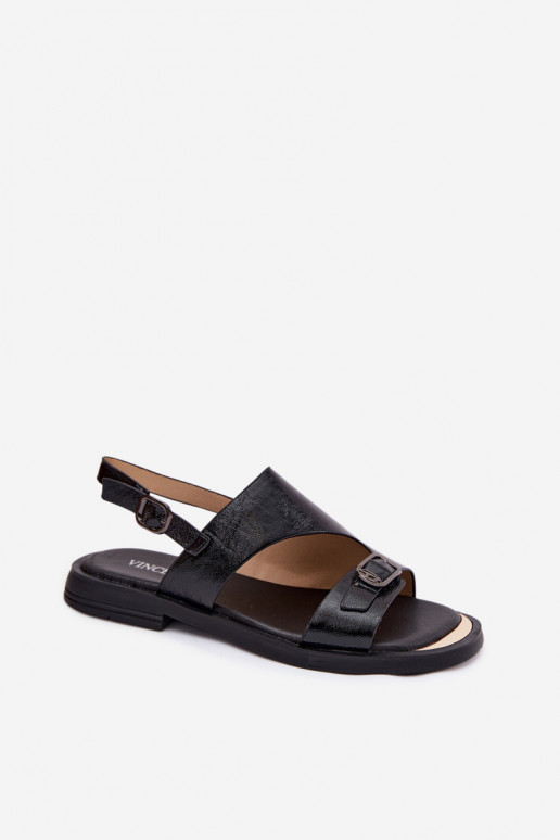 Sandali neri da donna con tacco largo Vinceza 86434